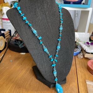 Turquoise Beaded Y Necklace